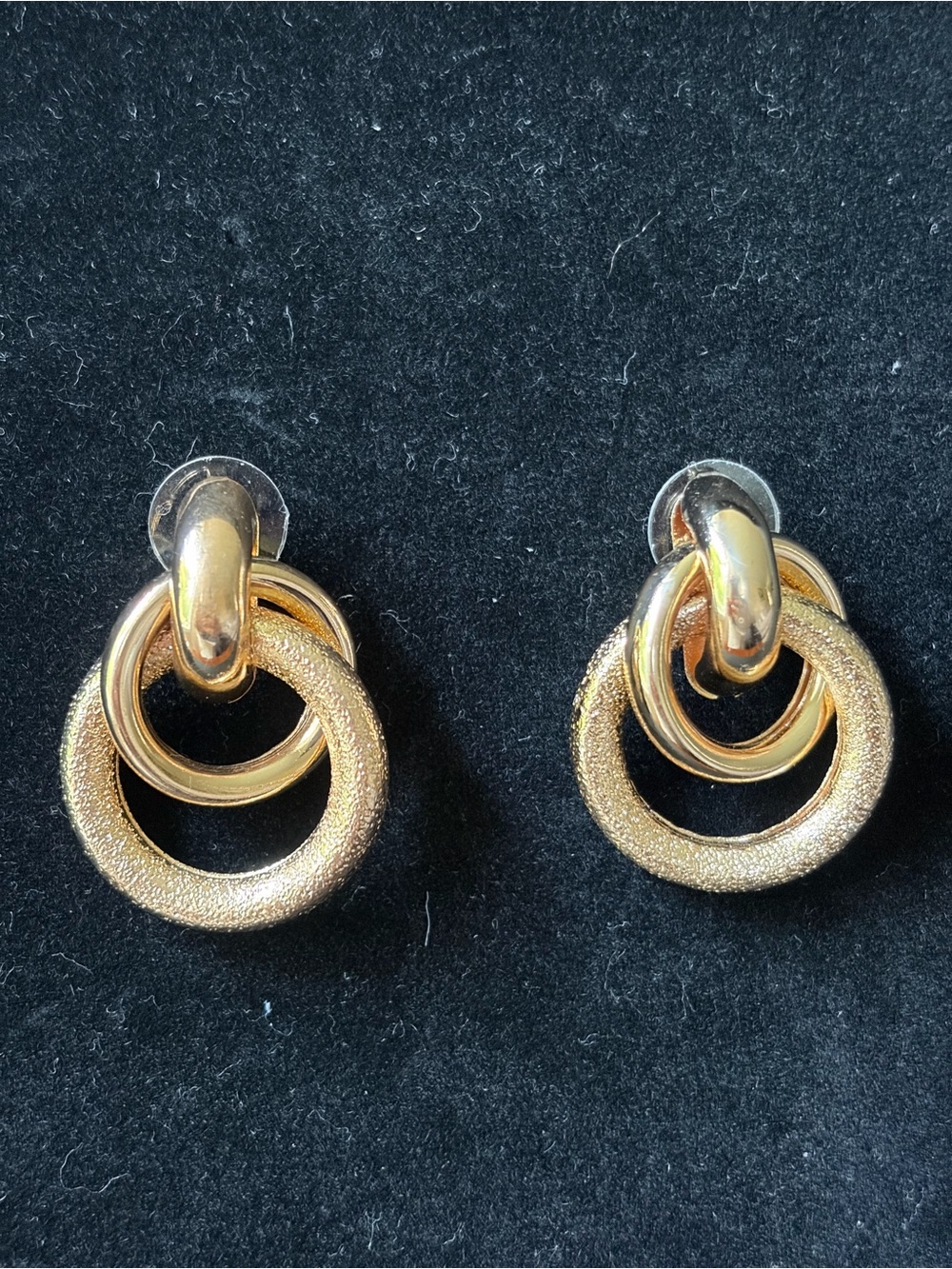 Macy's Textured & Polished Gold Double-Ring Drop Earrings